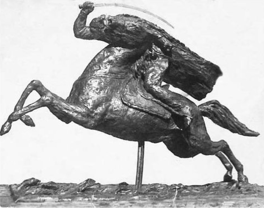 Скульптура конніка (другая палова 1930-х гг.). Крыніца ілюстрацыі: Роднае слова. – 2015. – № 5. – С. 84.