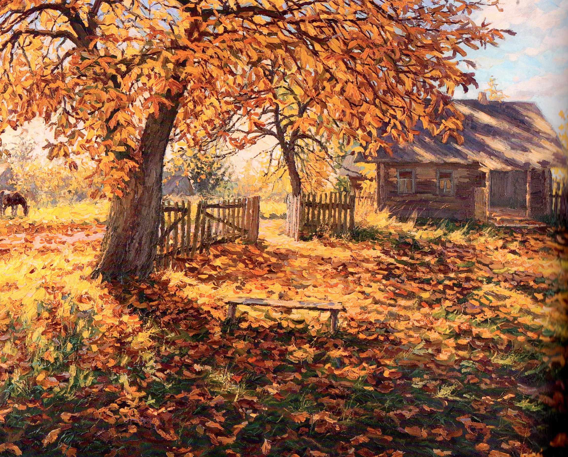 Золотая осень (2005). Источник иллюстрации: Четыре кисти: Бархатковы. Антон, Витольд, Елена, Игорь : [каталог / автор статей Т. Бембель ; редактор И. А. Бархатков]. – [Б. м. : б. и.], 2013. – С. 58. 