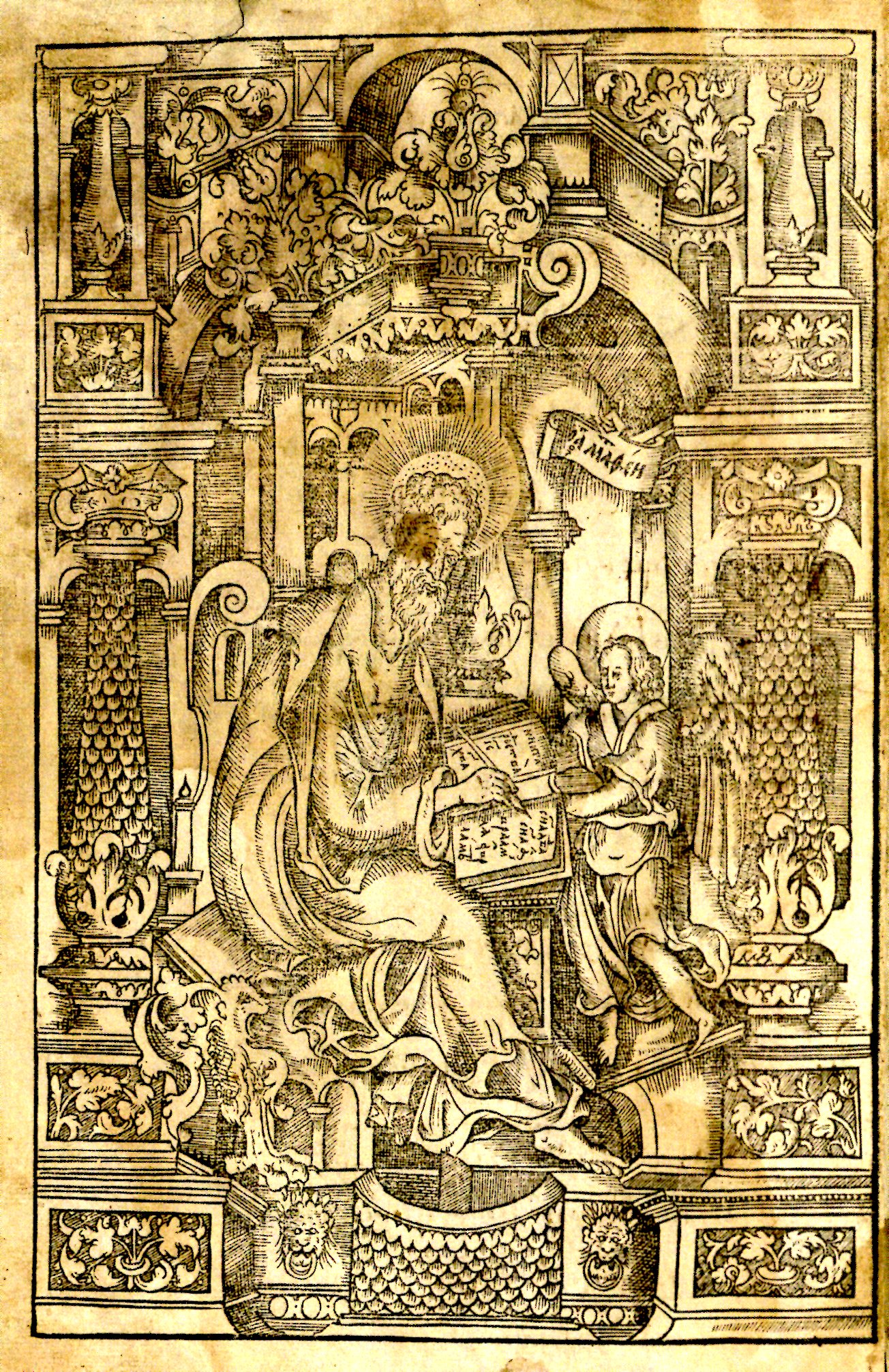 Евангеліст Матфей. Гравюра. Крыніца ілюстрацыі: Евангелле 1575 года – помнік славянскага кнігадруку XVI стагоддзя : з электронным дадаткам / А. І. Цітавец. – Мінск, 2017. – С. 46.
