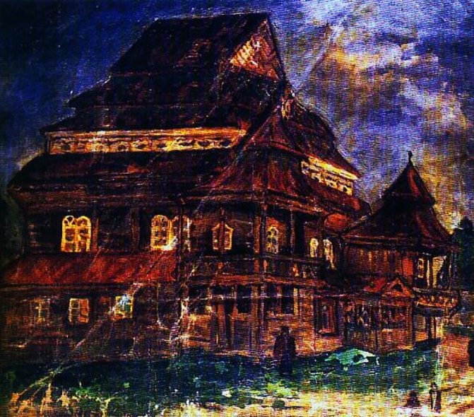 А. Кастелянский. Синагога в Наровле. Источник иллюстрации: Мишпоха. – 2009. – № 25.