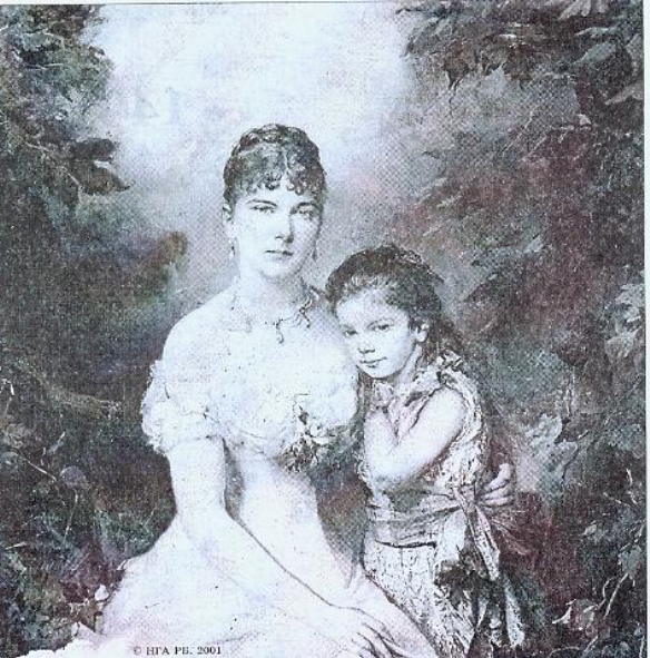 Магдаліна Завішына (Красінская, Радзівіл) і яе дачка Людвіка. Мяркуемая дата напісання партрэта канец 1880–х – пачатак 1890–х гг. Мастак невядомы. Крыніца ілюстрацыі: Белы лебедзь у промнях славы : Магдаліна Радзівіл / Віктар Хурсік. – Мінск. : Пейто, 2001. – 111 с.