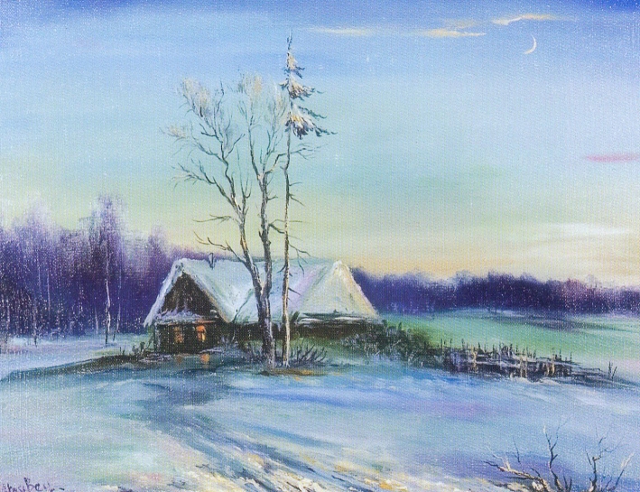 Салтавец А.В. "Сумерки" (2006). Источник иллюстрации: Фрагмент экспозиции Галереи искусств - филиала Слуцкого краеведческого музея. Слуцкая палитра [Изоматериал] : из фондов Слуцкого краеведческого музея : фотоальбом / [составитель и автор текста Н. Г. Серик ; фото В. А. Сибрикова]. – Минск : Літаратура і Мастацтва, 2010. – 63 с.
