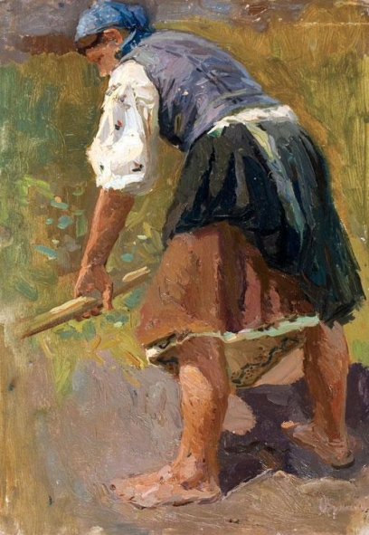 Источник информации: Обрыньба Н.И. Баба с граблями. Этюд к картине "Перед грозой" (1956). http://www.shishkin-gallery.ru/auction_20080927_lot5.html#bottom