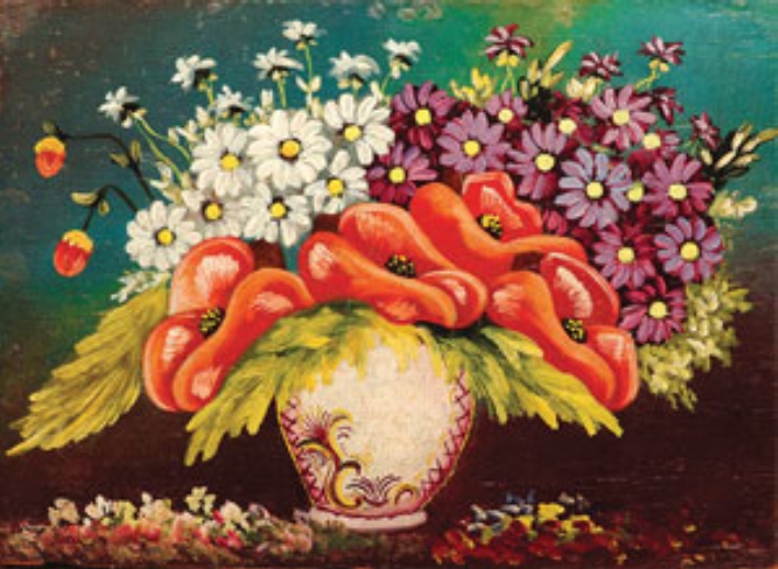 Зосік Н.Л. "Нацюрморт з макамі і палявымі кветкамі" (1950–1960-я гг.). Крыніца ілюстрацыі: Мастацтва. – 2011. – № 3. – С. 23.