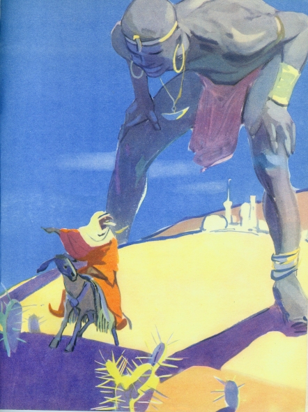 Г.Г. Паплаўскі. Ілюстрацыя да арабскай казкі "Аладзін і чарадзейная лямпа". Крыніца ілюстрацыі: Аладзін і чарадзейная лямпа : арабская казка: для малодшага ўзросту / пер. С. Драздоўскага ; мал. Г. Паплаўскага. – Мінск, 1961. – С. 29.