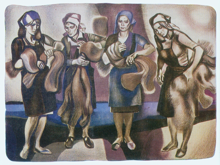 Г.Г. Поплавский. Лист ІІ из цикла "Льны Браславщины" (1982). Источник иллюстрации: Г. Поплавский : [Живопись. Графика] : альбом / Лидия Акимова. – Москва, 1986. – С. 42.